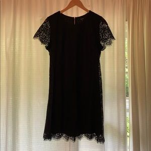 Madewell | Black eyelash lace trapeze dress